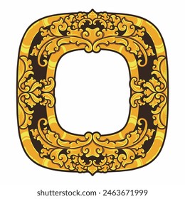 Isolated borders or frames ornament. Ornamental elements for your designs. Black and gold colors. Floral carving decoration for postcards or invitations for social media.