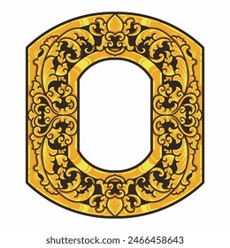 Isolated borders or frames ornament. Ornamental elements for your designs. Black and gold colors. Floral carving decoration for postcards or invitations for social media.