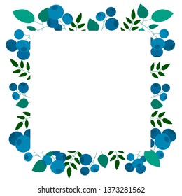 Isolated botanical blueberries vector border frame. Blueberry elements border  vector frame with a text space
