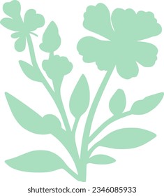 isolated botanical green plant silhouette with leaves