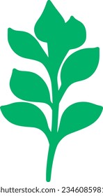 isolated botanical green plant silhouette with leaves