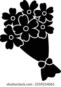 Isolated bouquet icon silhouette.
Holiday flower bouquet.
Transparent background.