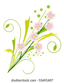 Isolated bouquet of pink flowers. Vector illustration