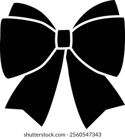 Isolated bow ribbon decoration silhouette.
Gift ribbon icon for holiday present.
Bowtie icon.
Transparent background.