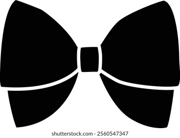 Isolated bow ribbon decoration silhouette.
Gift ribbon icon for holiday present.
Bowtie icon.
Transparent background.