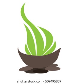 Isolated bowl with leaves and stones, Spa vector illustration