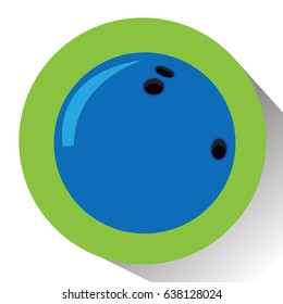 Isolated bowling ball on a colored button, Vector illustration