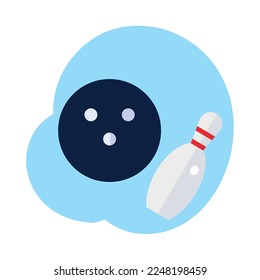 Einziger Bowlingball und Pin-Symbol, Vektorgrafik