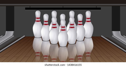 ISolated bowling pins on a lane - Vector