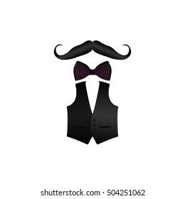 Isolated bowtie, a mustache and a jacket, Hipster Vector illustration