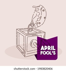Isolated box cake line april fools humor icon- Vector