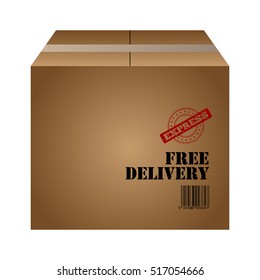 Isolated box with a free delivery tag, Vector illustration