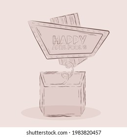 Isolated box harlequin draw april fools humor icon- Vector