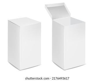 Isolated box packaging, realistic isolated white background, vector illustration, cosmetics box vector, boxes package