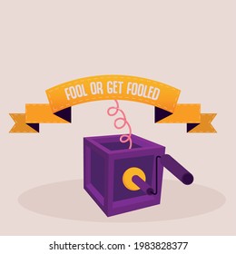 Isolated box purple april fools humor festival vector illustration