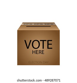 Isolated box with "vote here" text, Election day Vector illustration