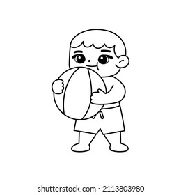 Isolated boy ball draw children beach vector illustration