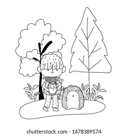 Isolated boy cartoon in autumn season design