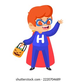 Isolated boy disguised Hallloween costume Vector