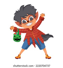 Isolated boy disguised Hallloween costume Vector