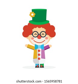 Isolated boy dressed as a clown