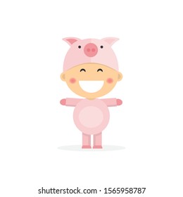 Isolated boy dressed as a piggy