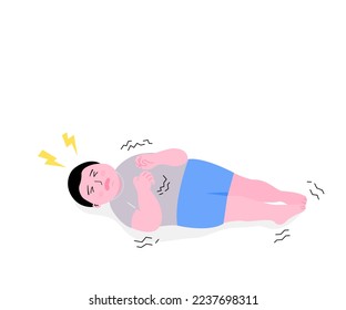 Isolated of a boy with epileptic seizures, flat vector illustration. 