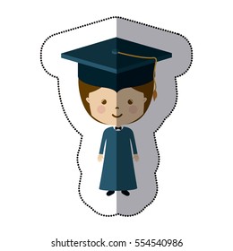 Isolated boy with graduation cap design
