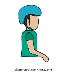 Isolated boy with helmet design