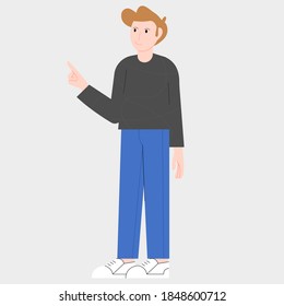 Isolated boy on light gray background vector illustration cartoon flat design modern style 