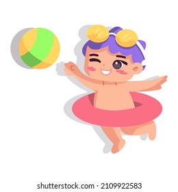 Niño aislado juguete niños ilustración vectorial de playa