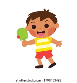 Isolated boy playing ping pong. Sports icon - Vector