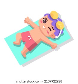 Isolated boy sun children beach vector illustration