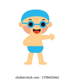 Isolated boy with swimsuit. Swimming boy - Vector