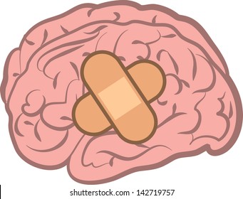 Isolated brain with bandage attached 