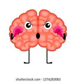 Isolated brain cartoon with boxing gloves. Vector illustration design