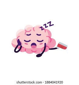 Isolated brain cartoon falling asleep - Vector illustration