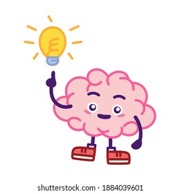 Isolated brain cartoon having an idea - Vector illustration