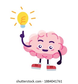 Isolated brain cartoon having an idea - Vector illustration