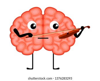 Isolated brain cartoon playing a violin. Vector illustration design