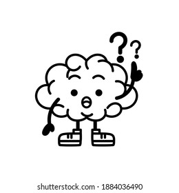 Isolated brain cartoon with question marks - Vector illustration