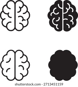 Icono aislado del cerebro, inteligencia mental, pensamiento cerebral, contorno negro mínimo, Vector de trazo fino, diseño editable, elemento ui moderno, ícono cerebral enfocado en el comprador