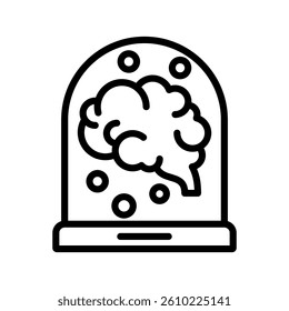 Isolated Brain Line Vector Illustration On White Background.