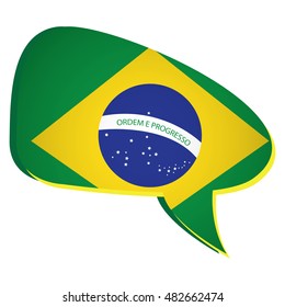Isolated brazilian flag on a bubble chat, Vector illustration