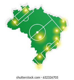 Isolated brazilian map whit a soccer field, Vector illustration