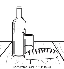 Isolated bread and bottle design