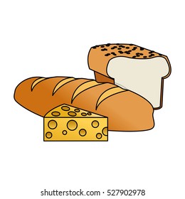 Isolated bread and cheese design
