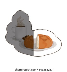 Isolated bread and coffee mug design