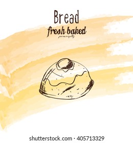 Isolated bread on a textured background with text