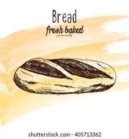 Isolated bread on a textured background with text